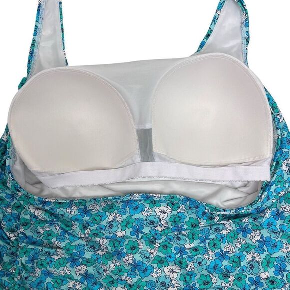 Lands' End Womens Floral Halter Neck Tankini Top Swimwear Multicolor Size 26W - Picture 4 of 16